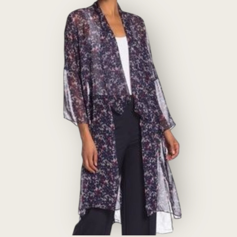 NWT Vince Camuto Sheer Kimono In Port Royale One Size